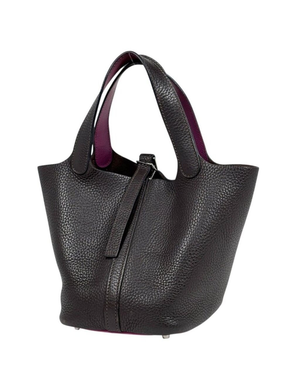 Hermes Picotin PM Handbag Veau Epsom Cassis Chocolat